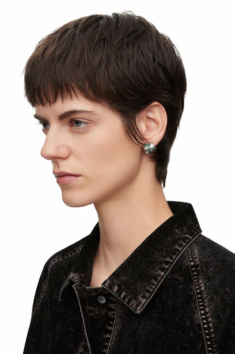 Nest small hoop earrings in sterling silver and enamel