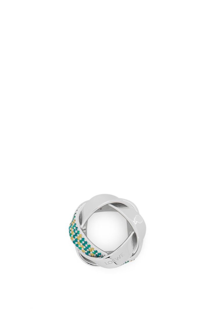 Chunky Nest pavé ring in sterling silver and crystals