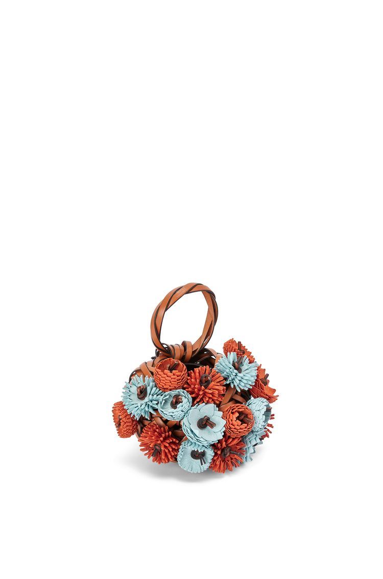 Woven nest vase in calfskin and bamboo