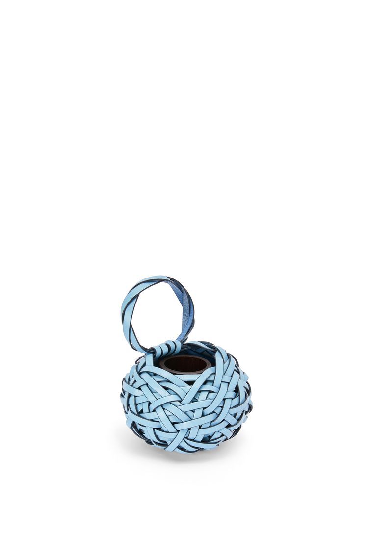 Woven nest vase in calfskin and bamboo