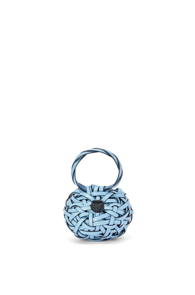 Woven nest vase in calfskin and bamboo