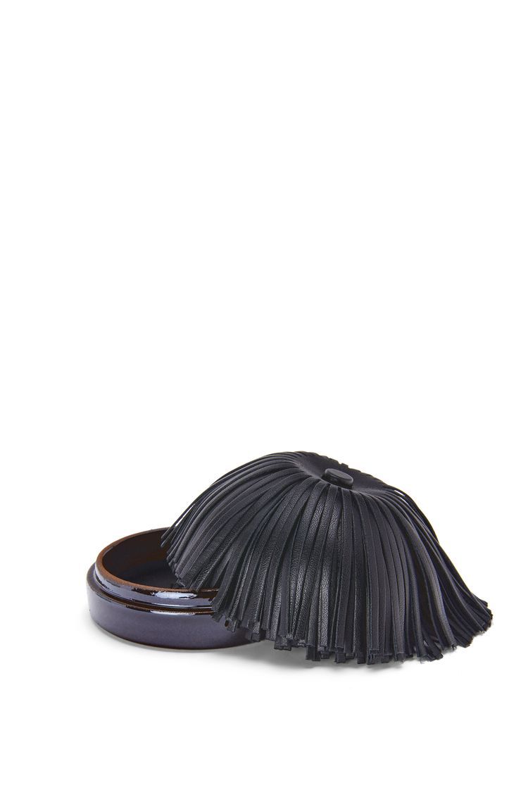 Small tassel box in ceramic and calfskin