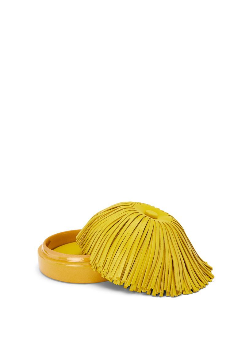 Small tassel box in ceramic and calfskin