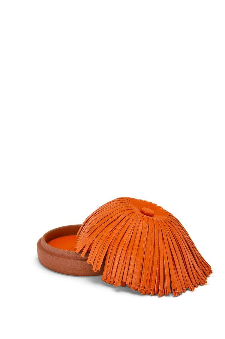 Small tassel box in ceramic and calfskin