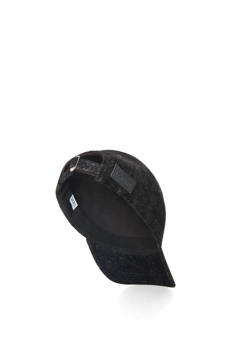Patch cap in flocked denim