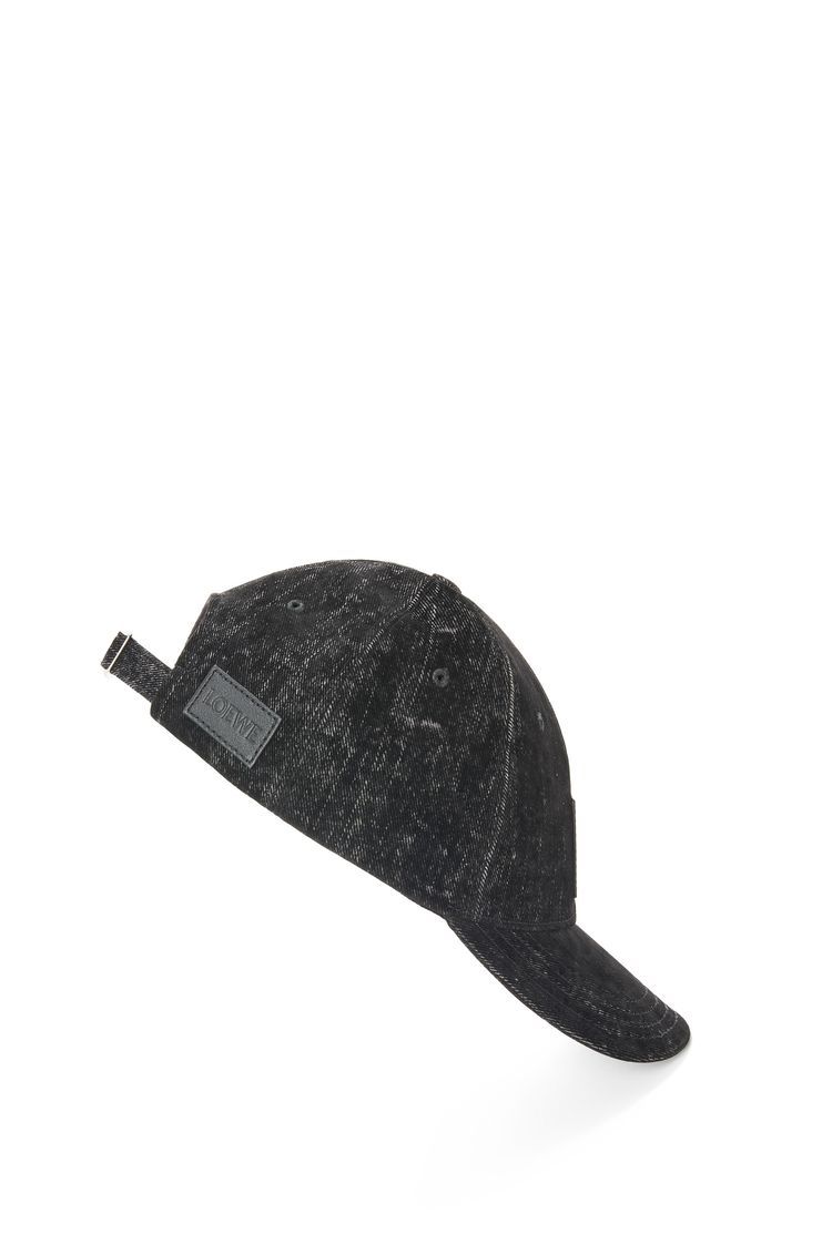 Patch cap in flocked denim