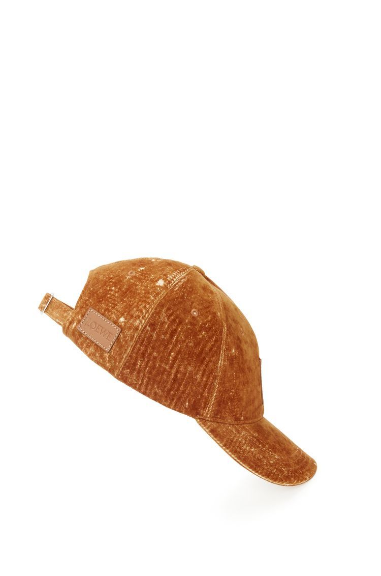 Patch cap in flocked denim