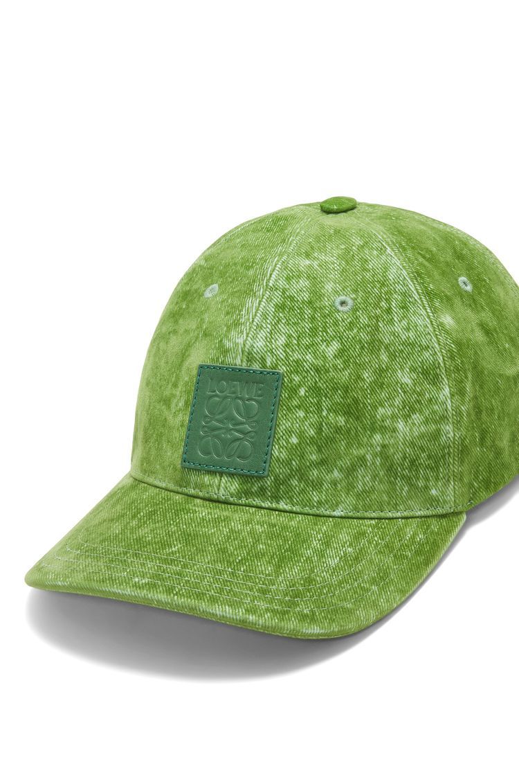 Patch cap in flocked denim