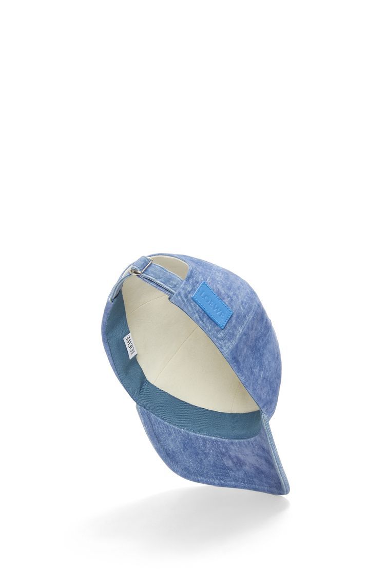 Patch cap in flocked denim