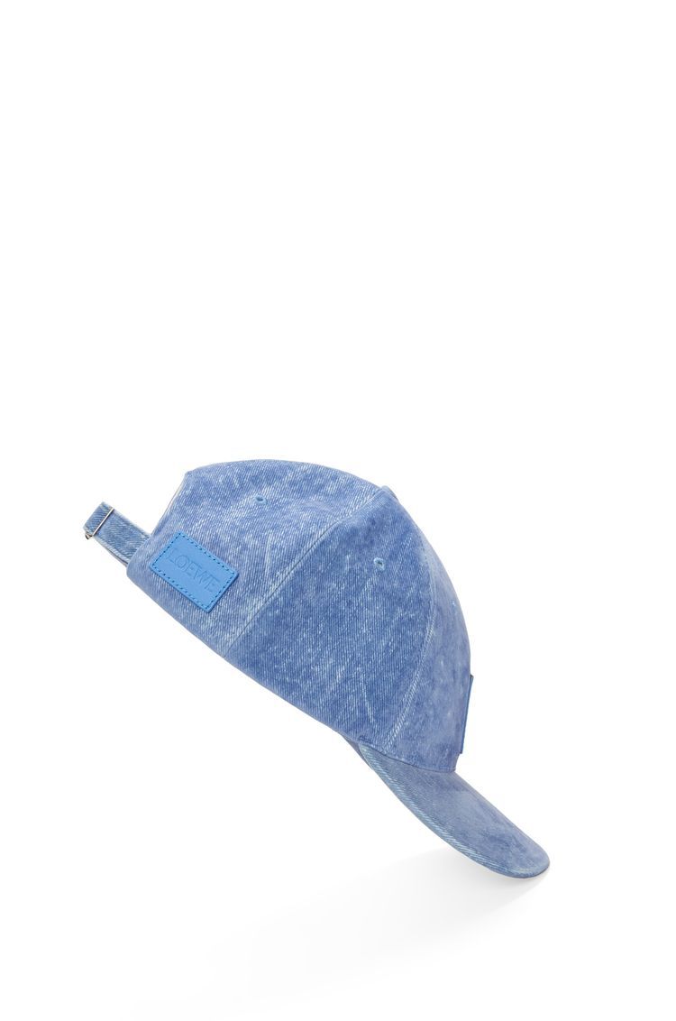 Patch cap in flocked denim