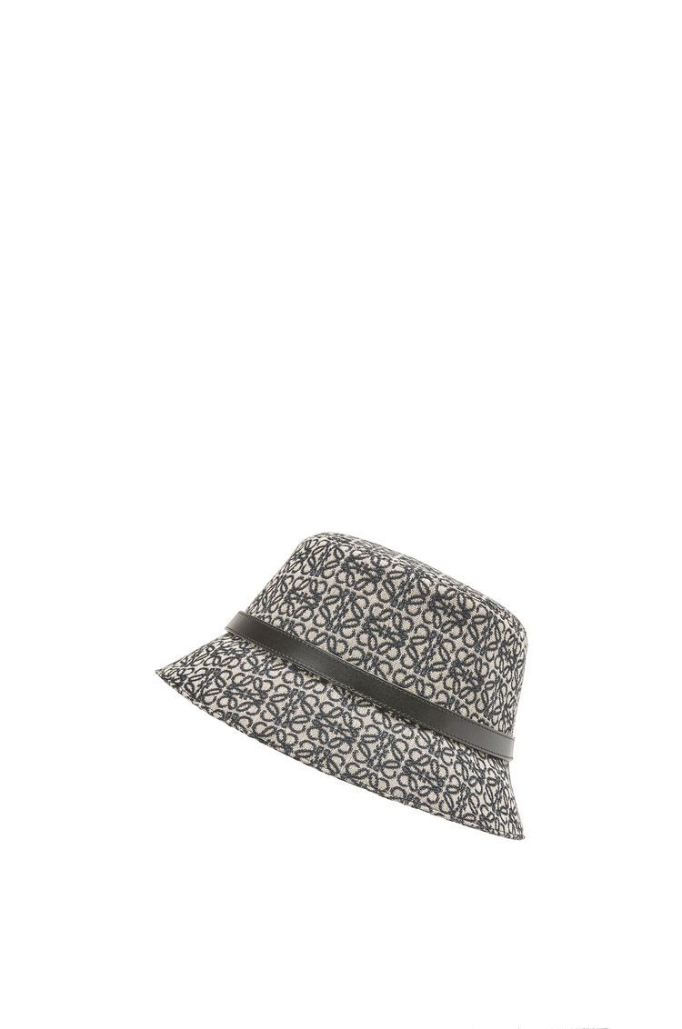 Anagram bucket hat in jacquard and calfskin