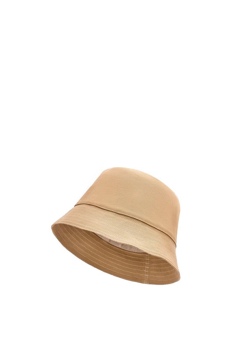 Bucket hat in canvas and calfskin