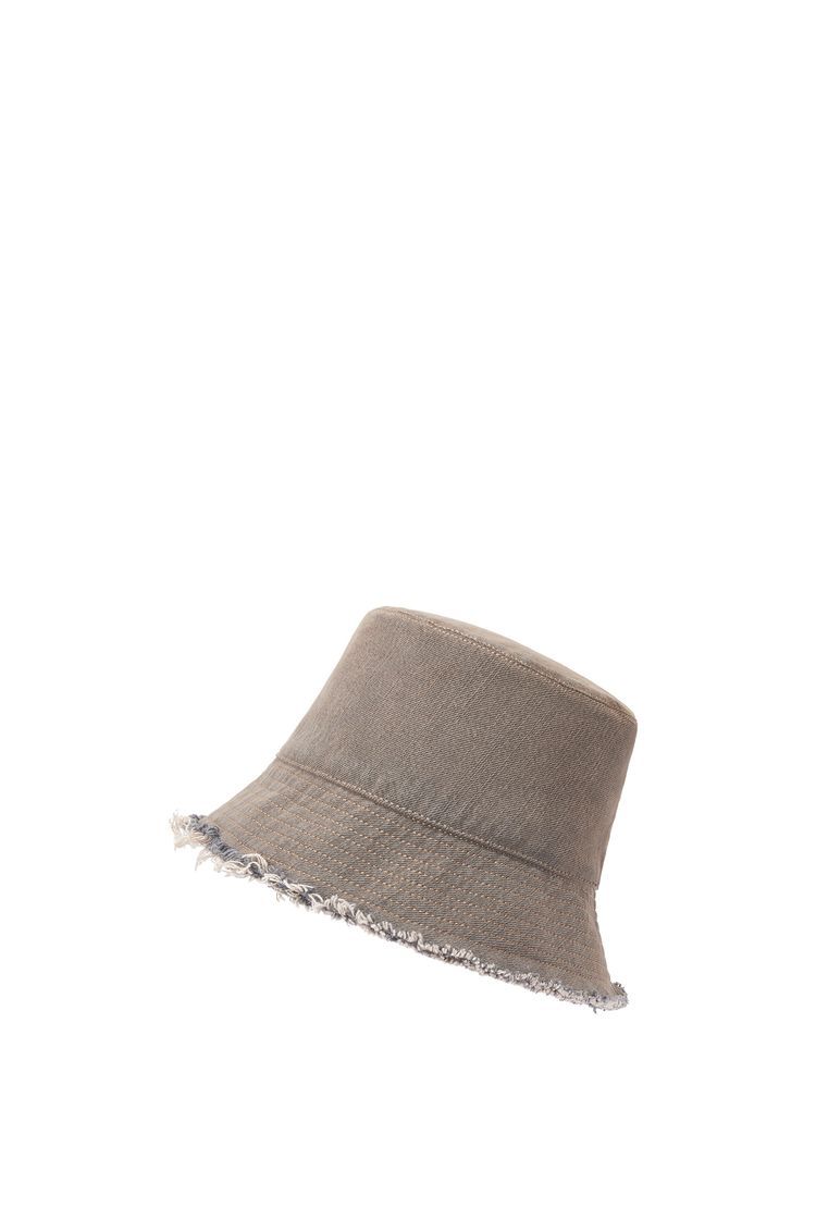 Bucket hat in denim calfskin