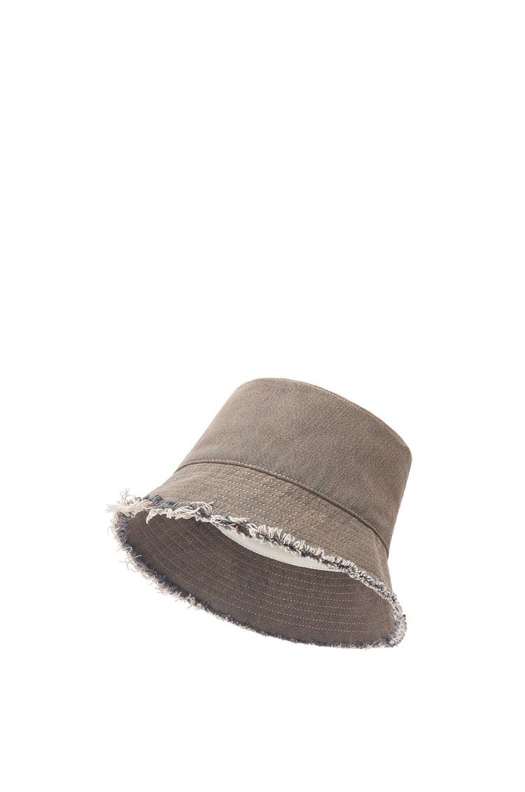 Bucket hat in denim calfskin