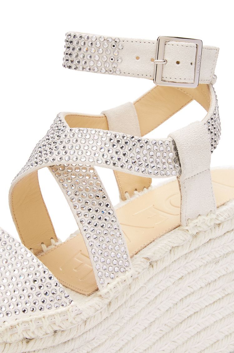 Petal espadrille platform in suede calfskin and rhinestones