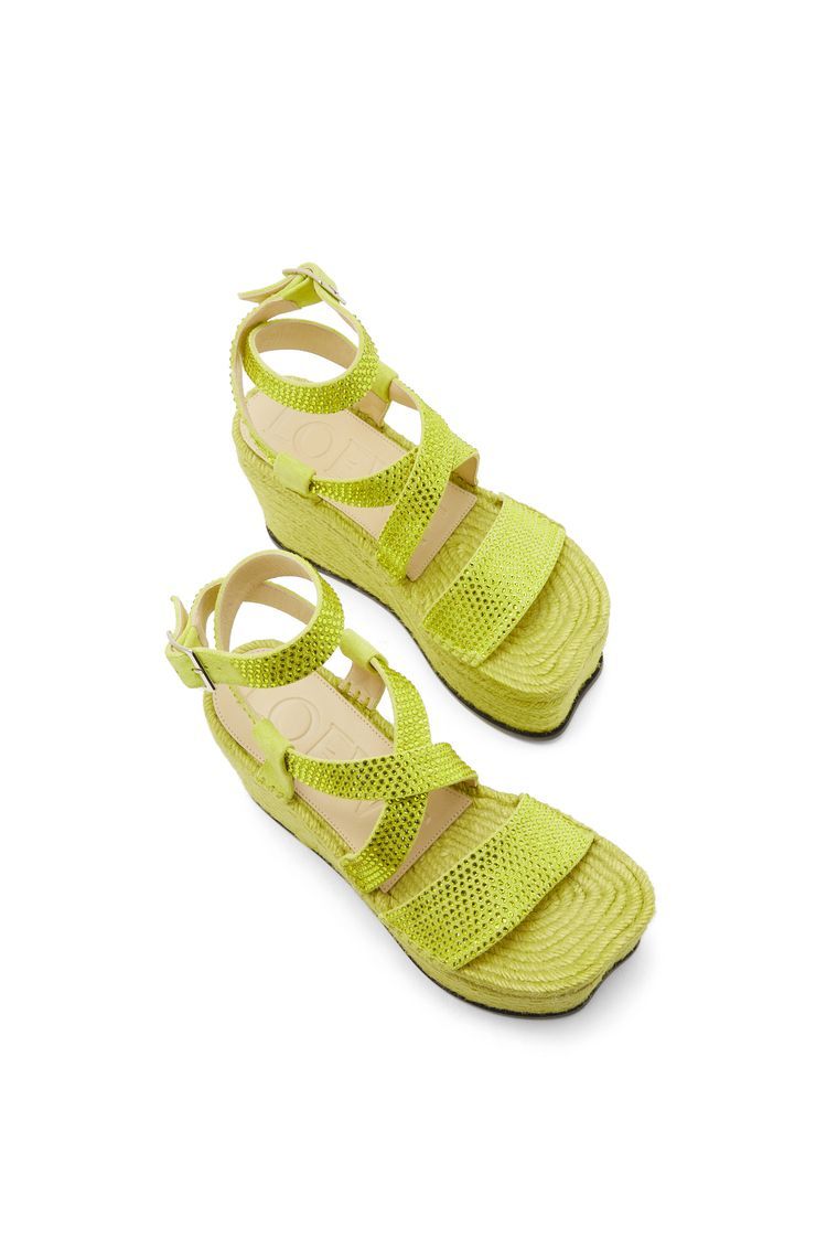 Petal espadrille platform in suede calfskin and rhinestones