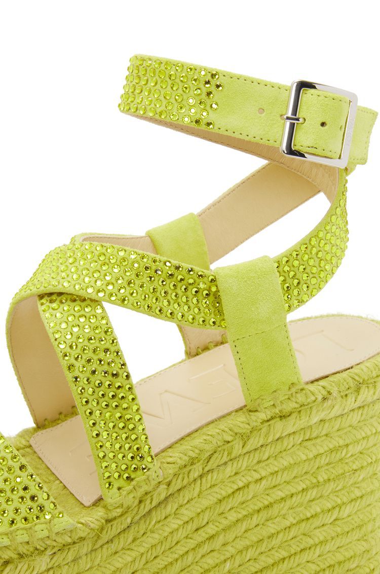 Petal espadrille platform in suede calfskin and rhinestones