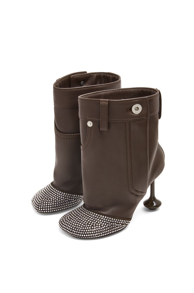 Toy boot in leather and crystal