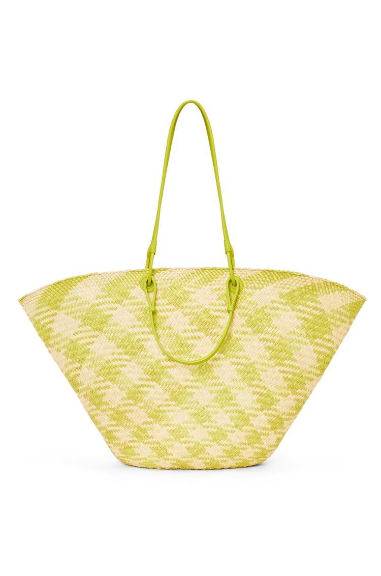 Large Anagram Basket bag in iraca palm and calfskin