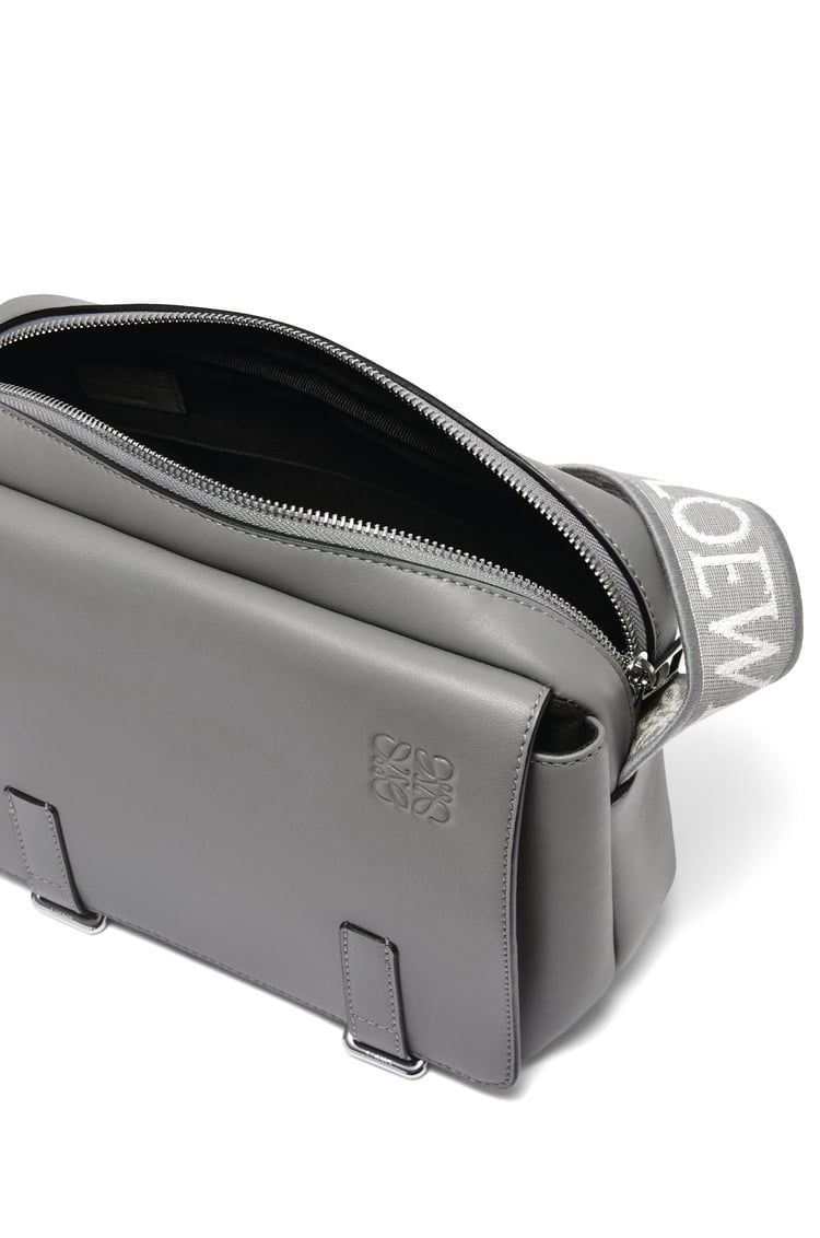 XS Military messenger bag in supple smooth calfskin and jacquard