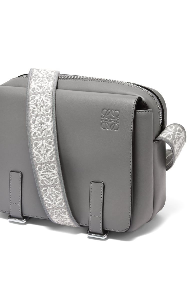 XS Military messenger bag in supple smooth calfskin and jacquard