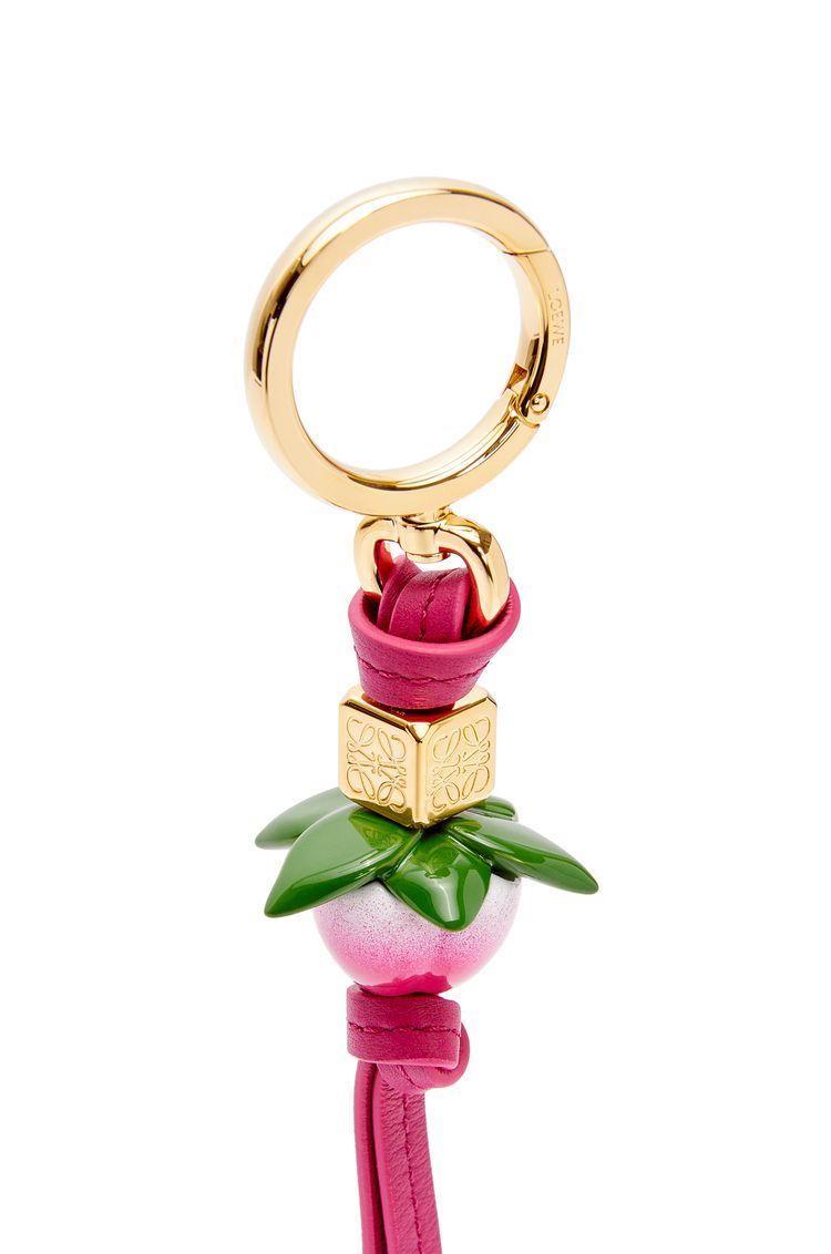 Peach charm from calfskin and brass