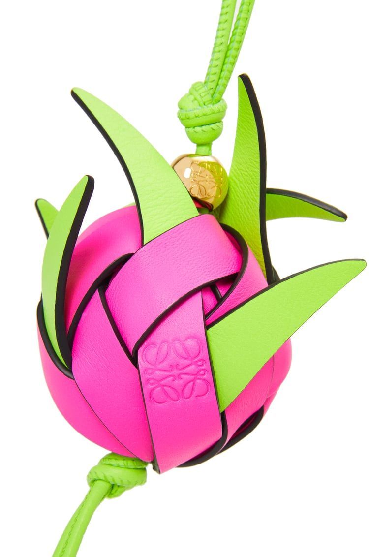 Dragon fruit woven charm in classic calfskin