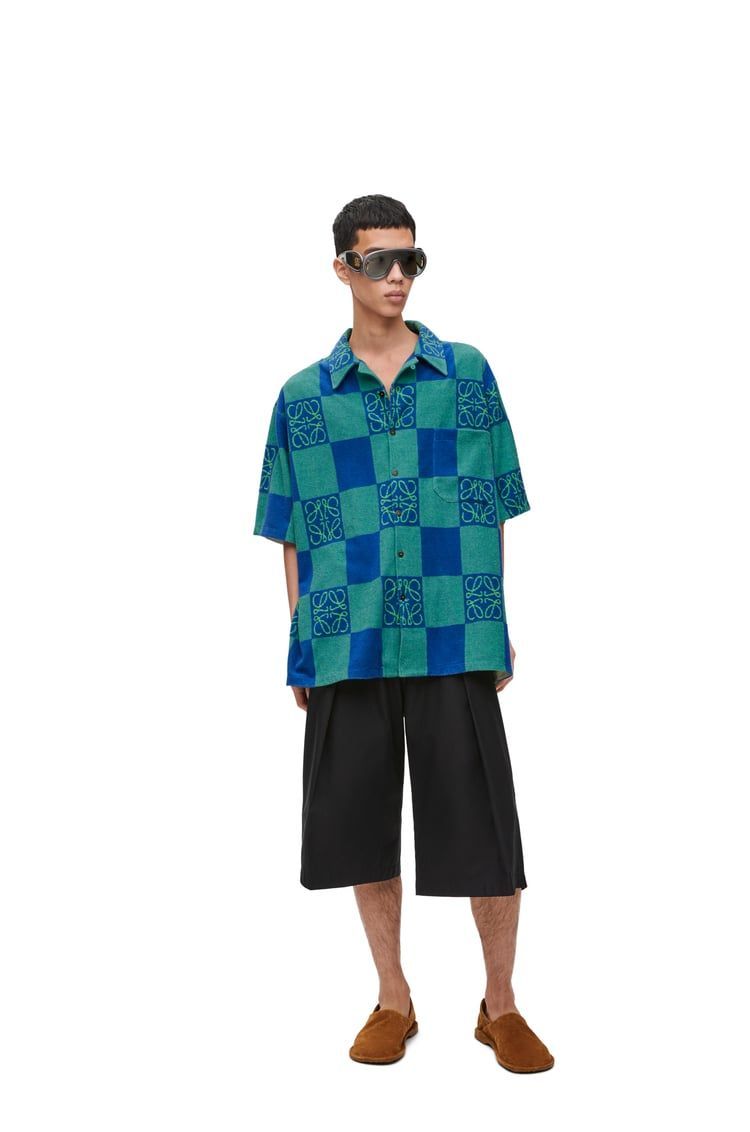 Short sleeve shirt in terry cotton jacquard