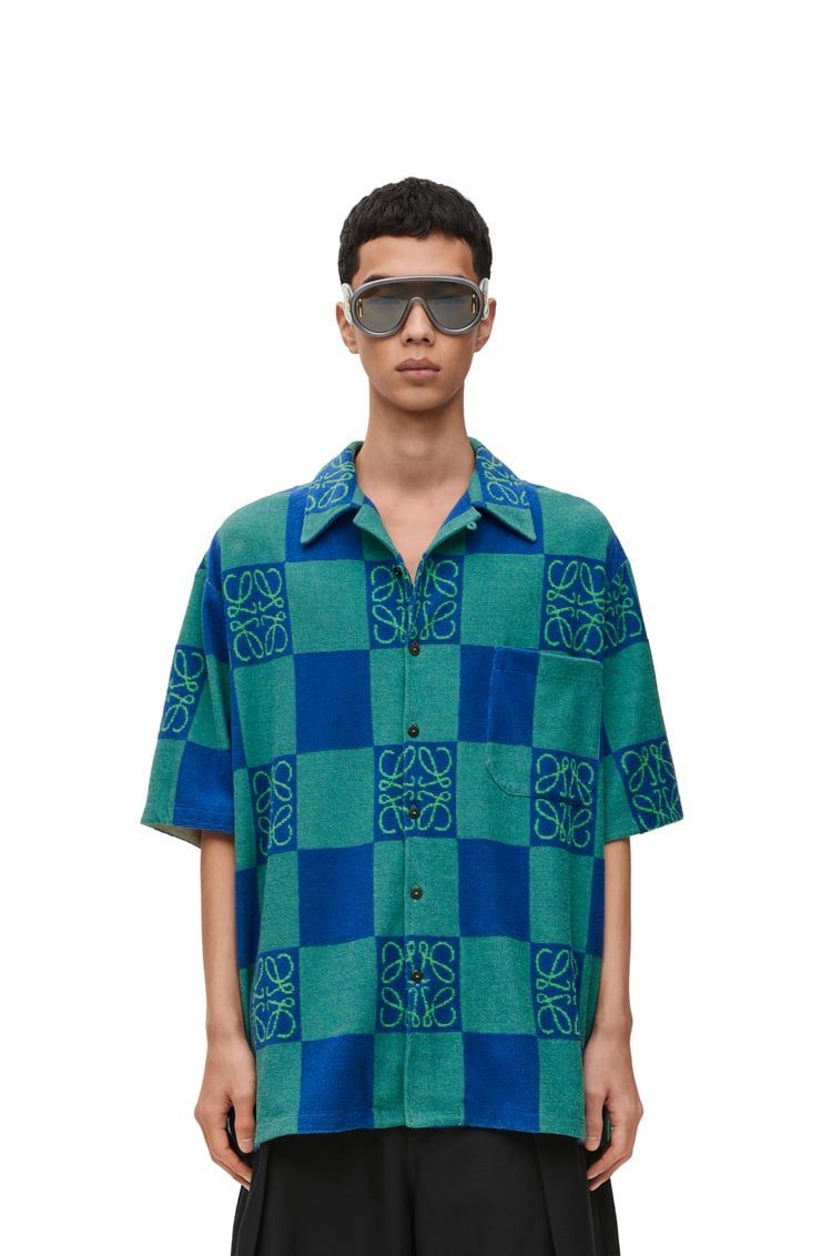 Short sleeve shirt in terry cotton jacquard