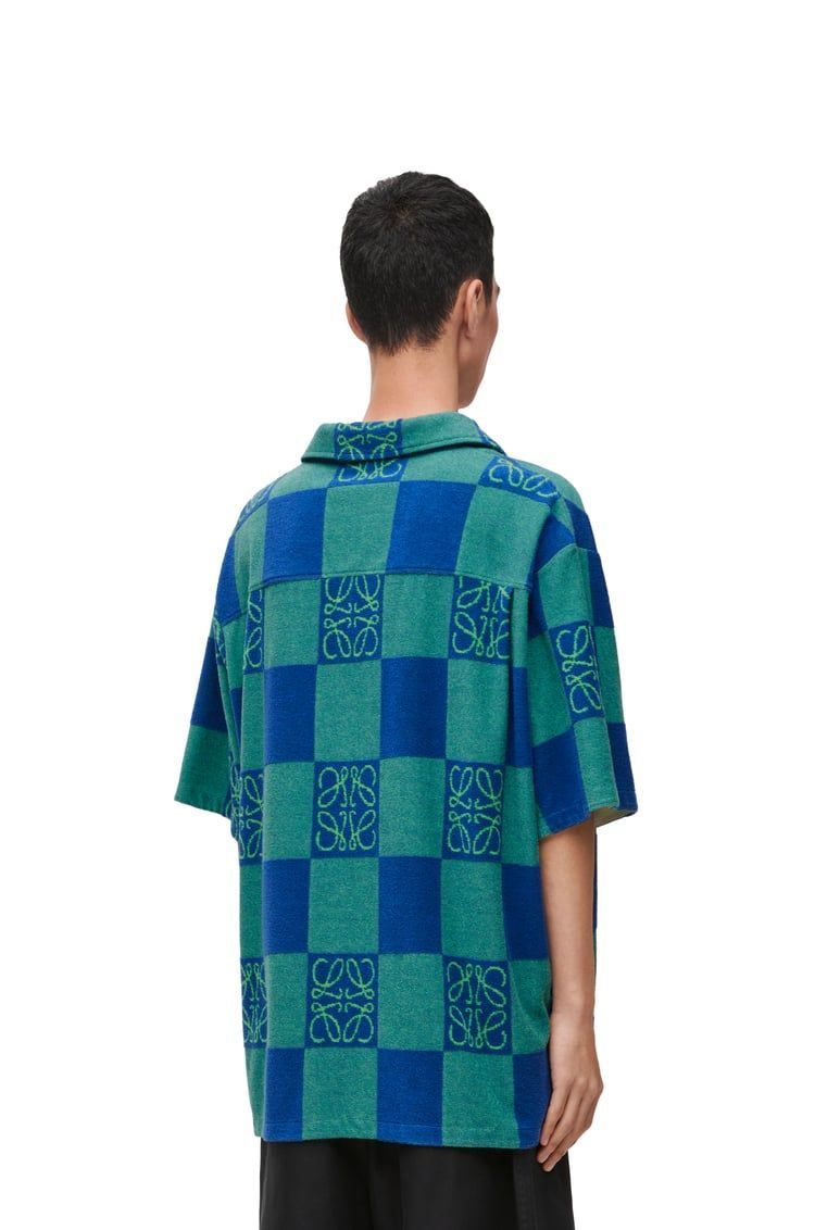 Short sleeve shirt in terry cotton jacquard