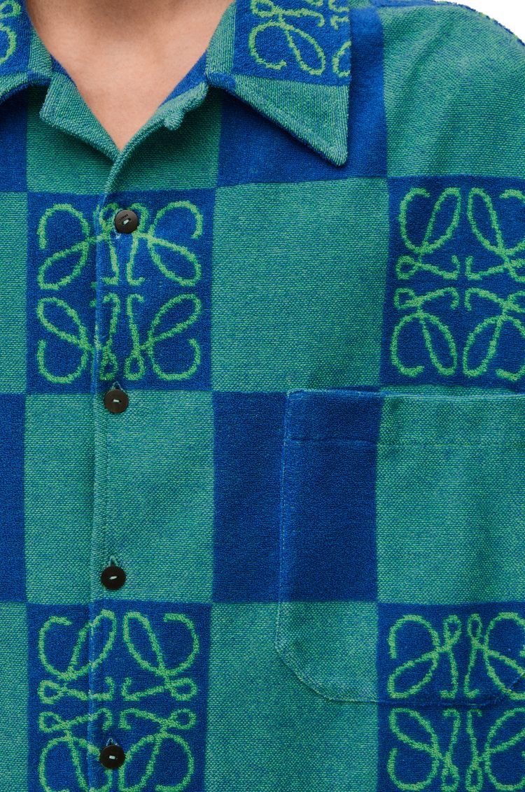 Short sleeve shirt in terry cotton jacquard