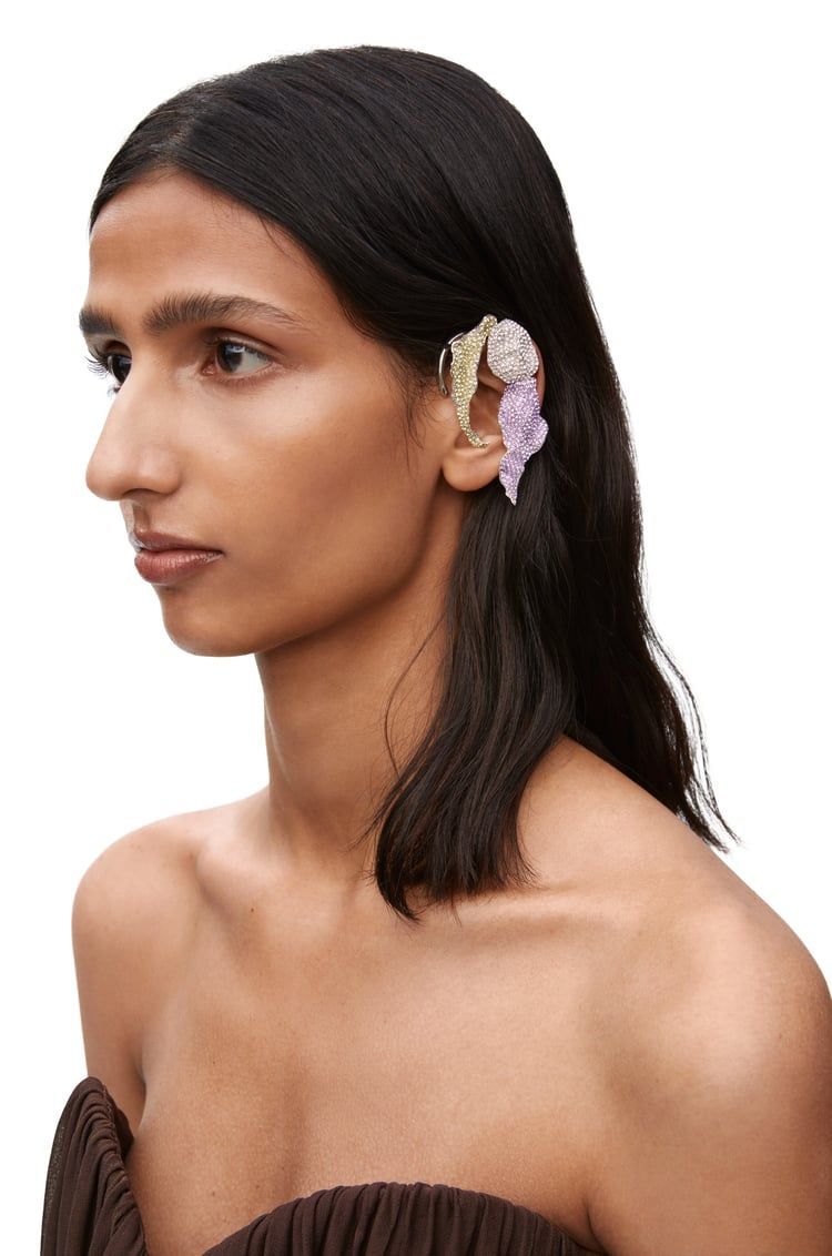 Glitter Fragment ear cuff in sterling silver and crystals