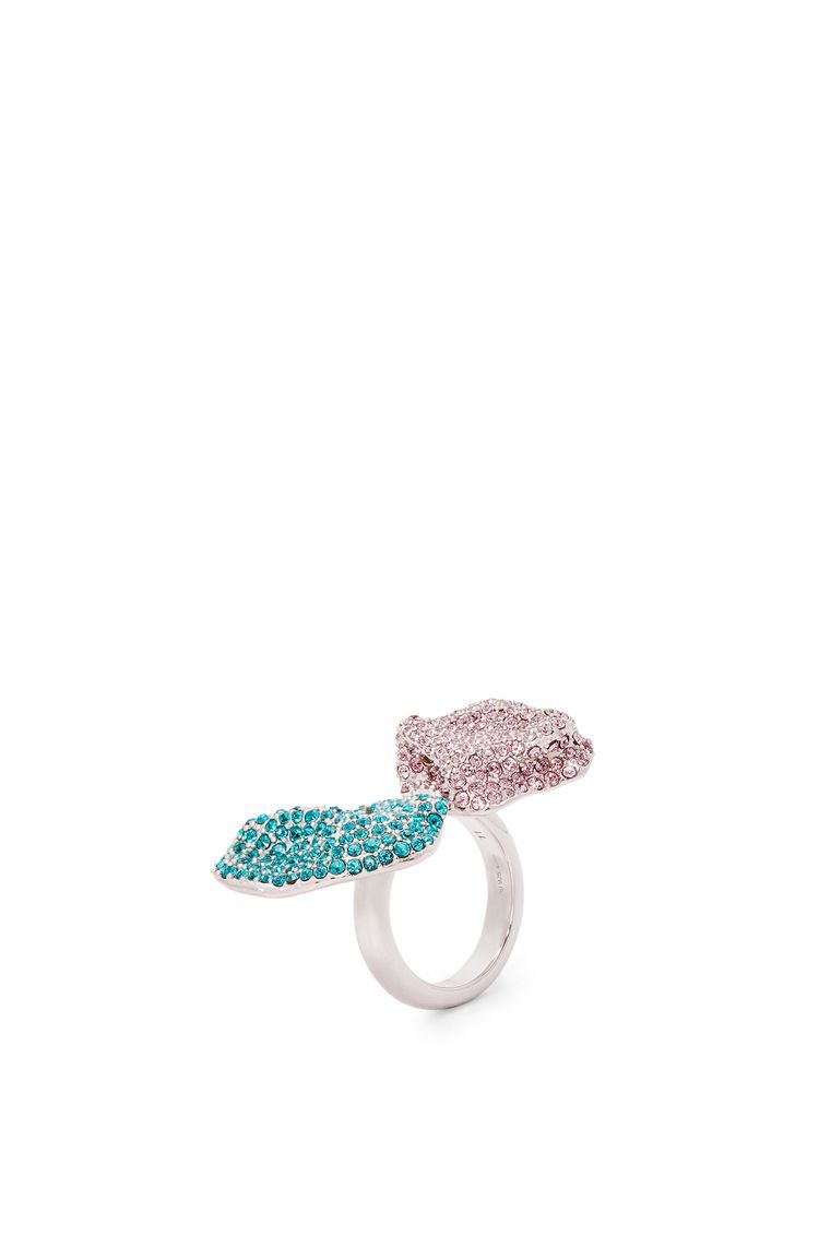 Glitter Fragment double ring in sterling silver and crystals
