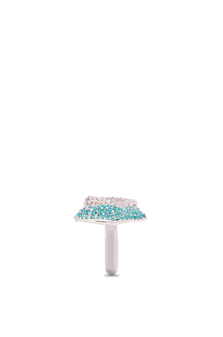 Glitter Fragment double ring in sterling silver and crystals