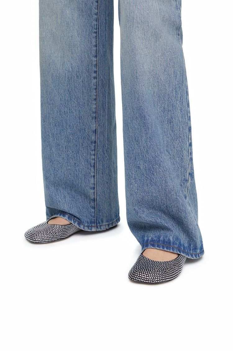 Toy ballerina in suede and allover rhinestones