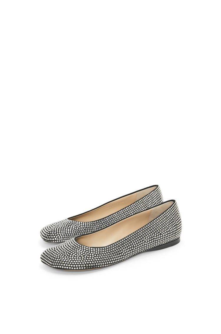 Toy ballerina in suede and allover rhinestones