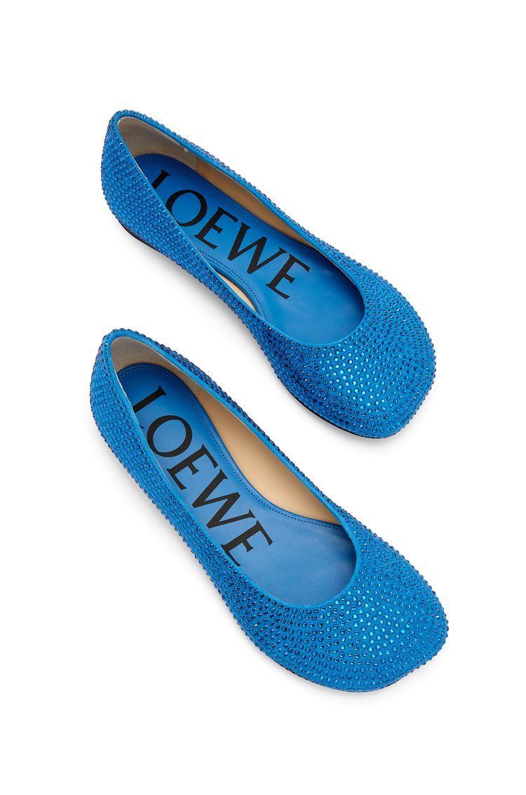 Toy ballerina in suede and allover rhinestones