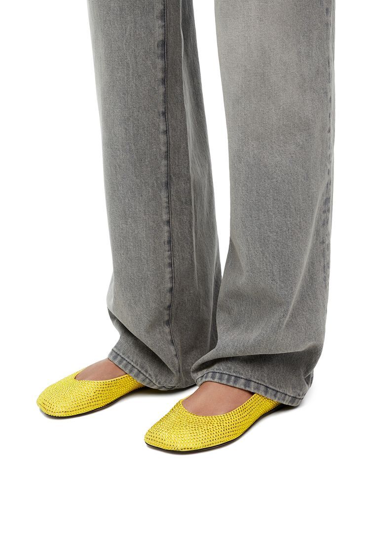 Toy ballerina in suede and allover rhinestones