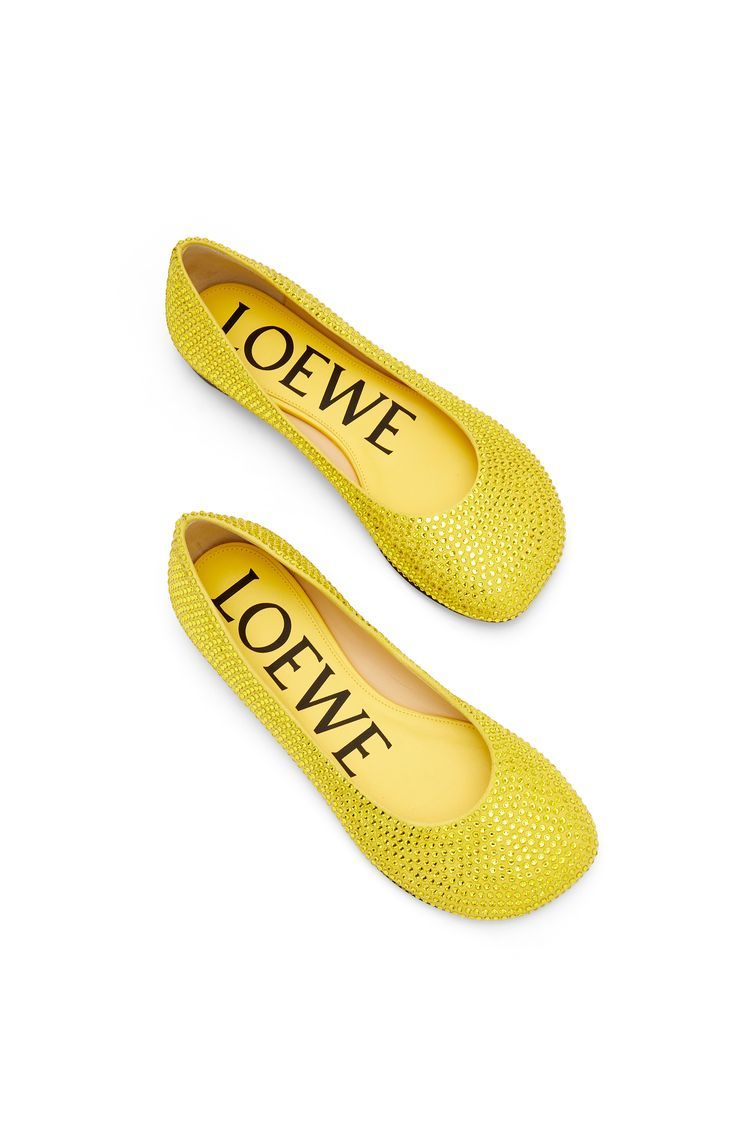 Toy ballerina in suede and allover rhinestones