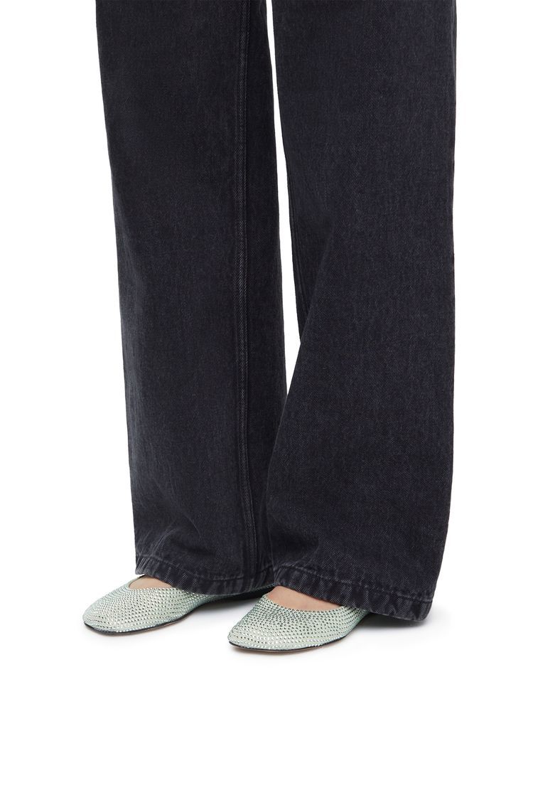 Toy Ballerina In Calf Suede And Allover Rhinestones