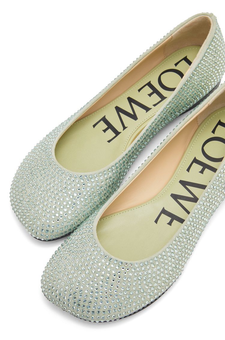 Toy Ballerina In Calf Suede And Allover Rhinestones