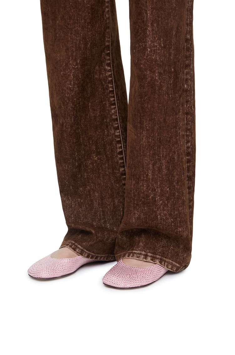 Toy ballerina in suede and allover rhinestones