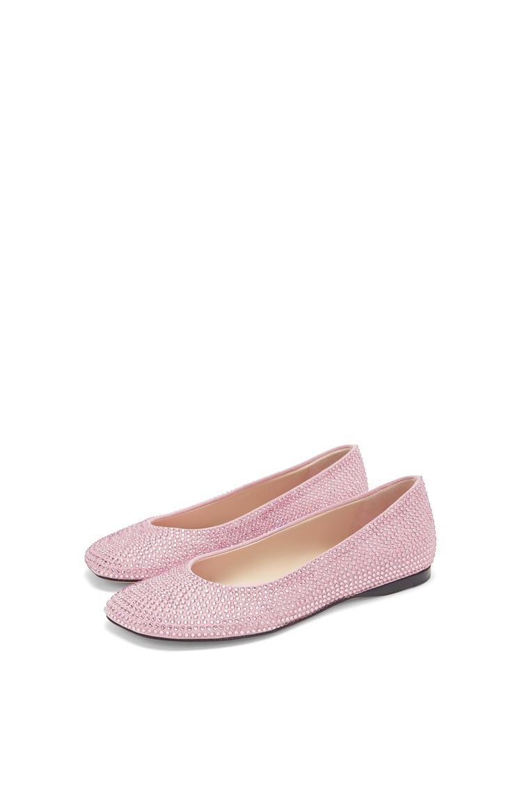 Toy ballerina in suede and allover rhinestones