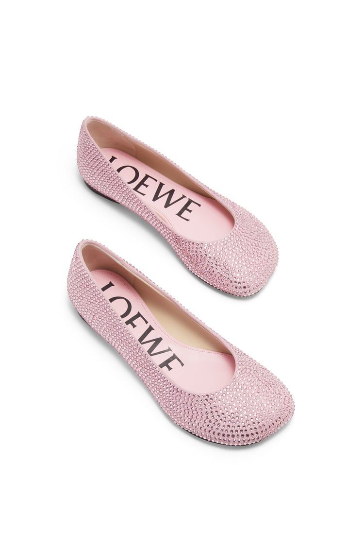 Toy ballerina in suede and allover rhinestones