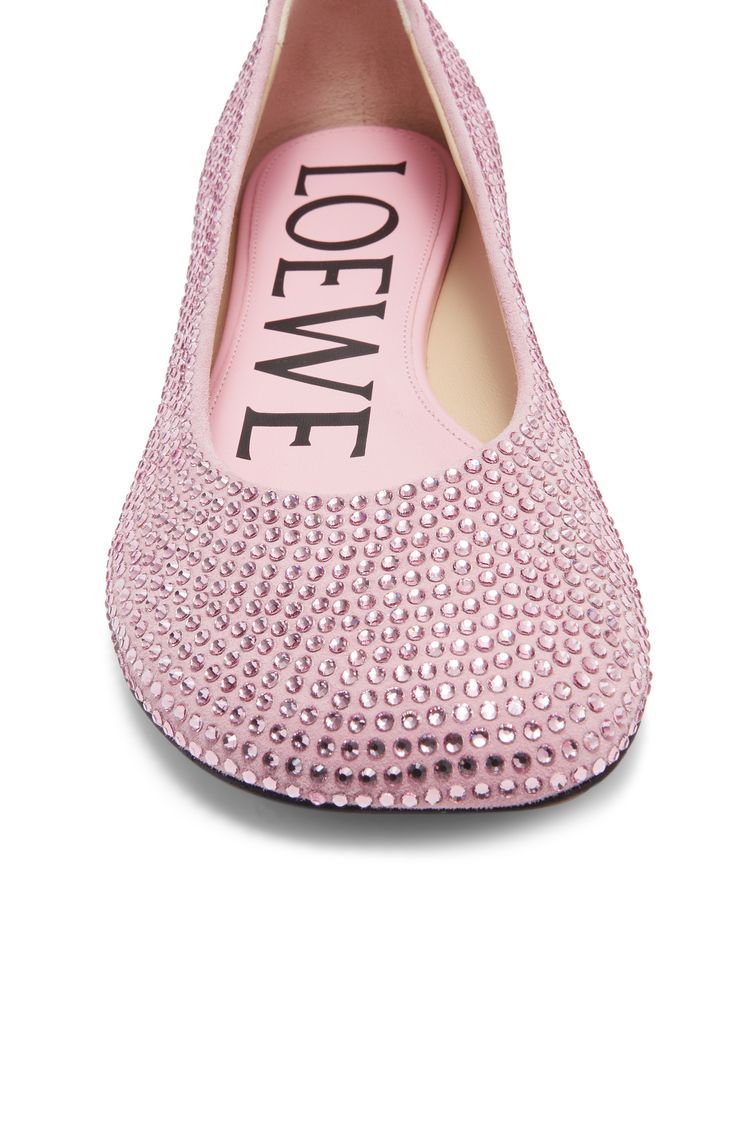 Toy ballerina in suede and allover rhinestones