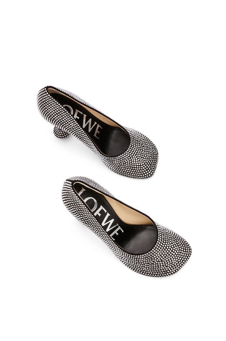 Toy pump in suede and allover rhinestones