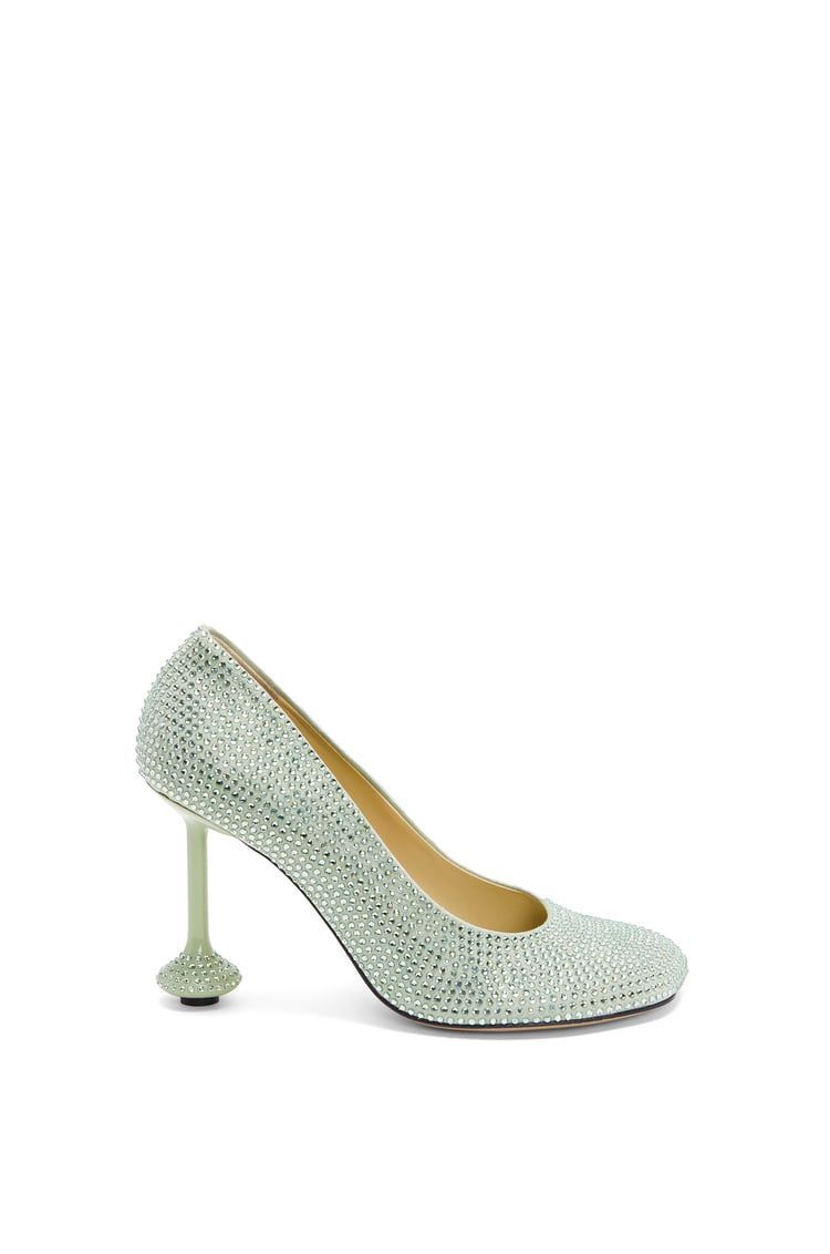 Toy pump in suede and allover rhinestones