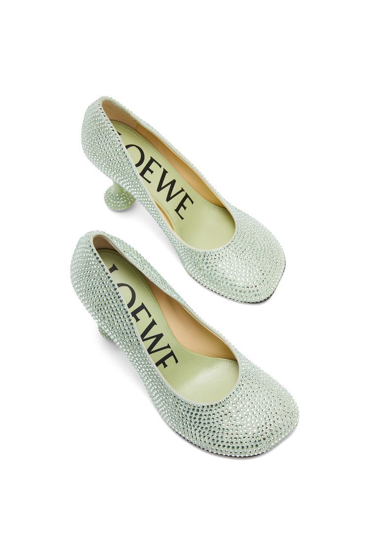 Toy pump in suede and allover rhinestones