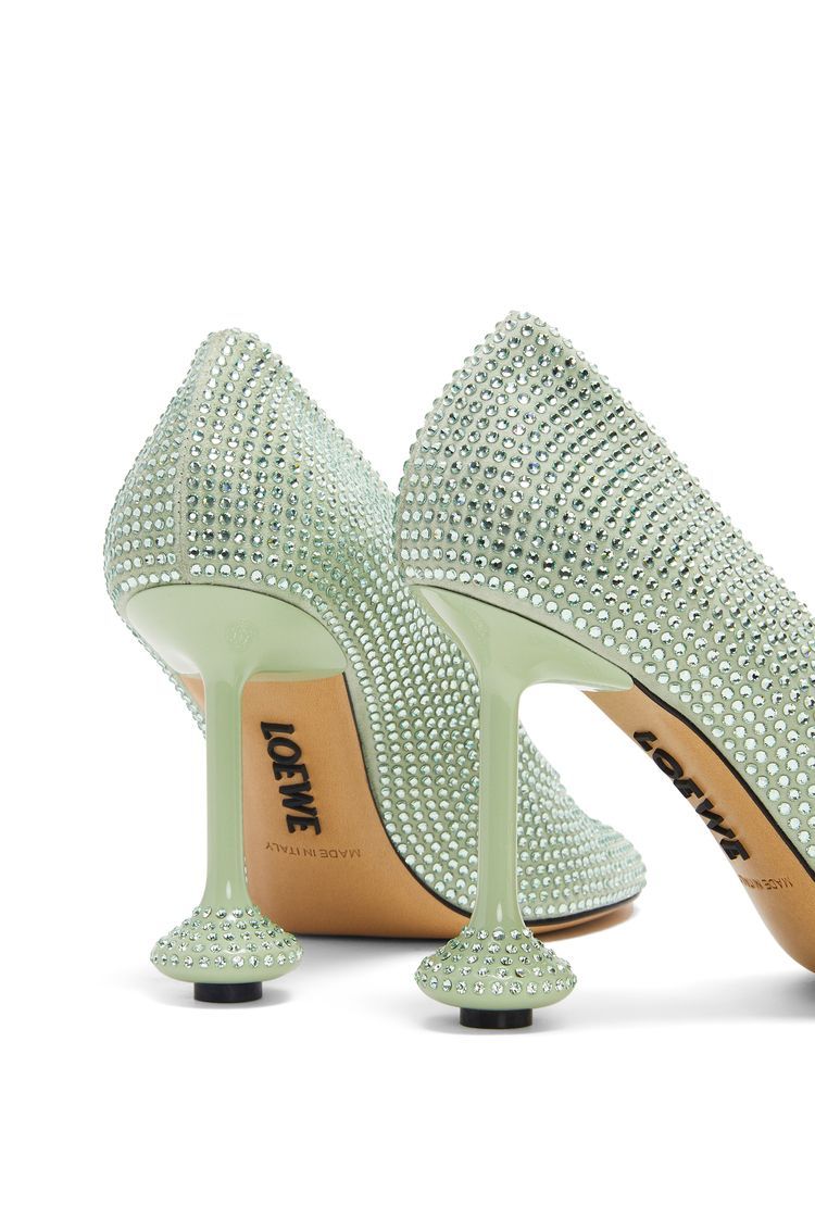 Toy pump in suede and allover rhinestones