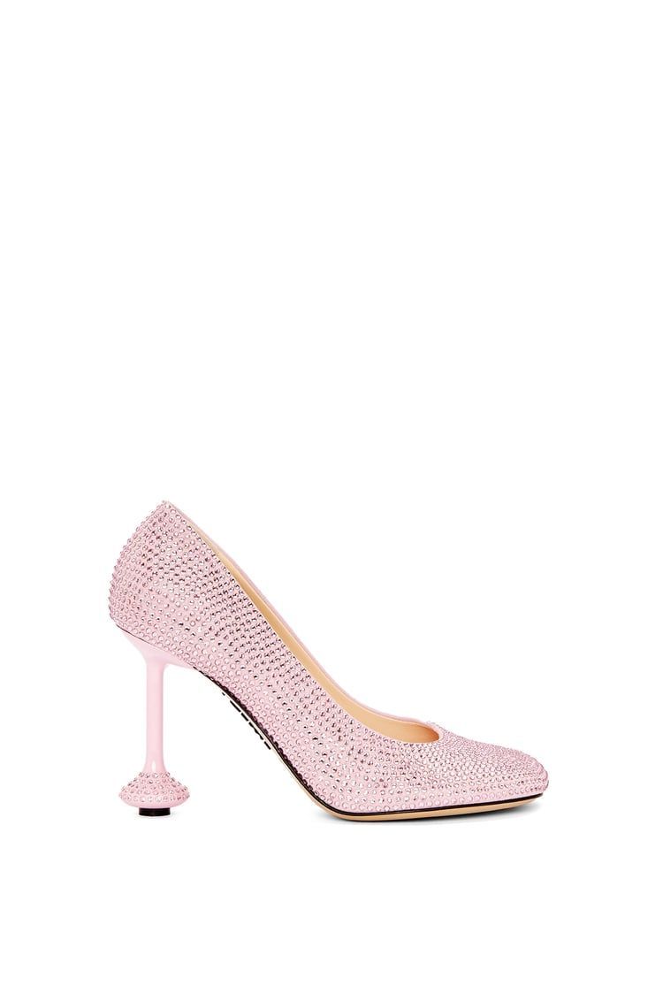 Toy pump in suede and allover rhinestones